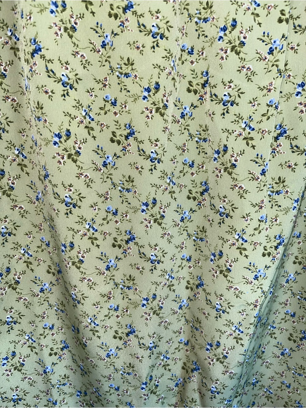 Vintage Floral Midi Skirt Green Cottagecore Bias Cut USA Made Size 12 - Picture 4 of 5